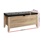 Artiss Storage Ottoman Blanket Box PU Leather with Oak Legs — Allure Home Collections