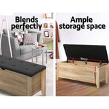 Artiss Storage Ottoman Blanket Box PU Leather with Oak Legs — Allure Home Collections