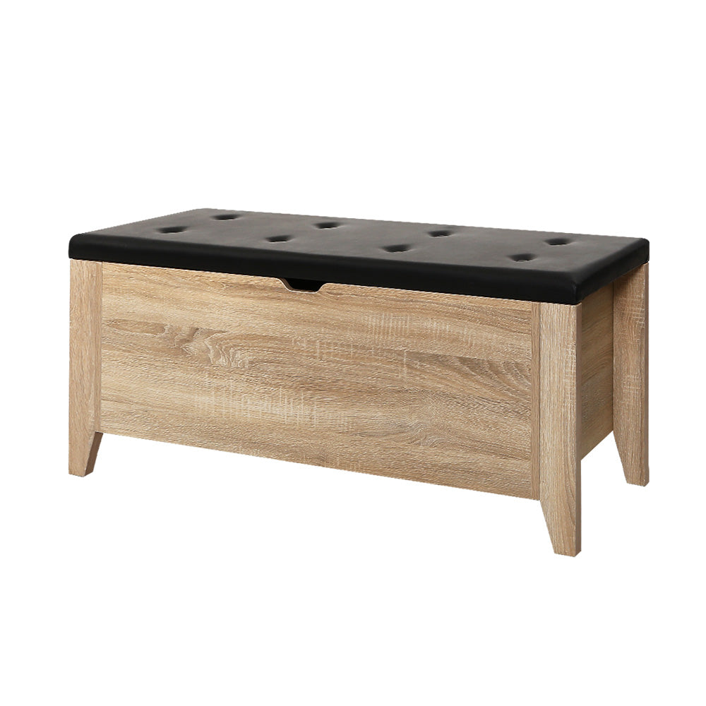 Artiss Storage Ottoman Blanket Box PU Leather with Oak Legs — Allure Home Collections