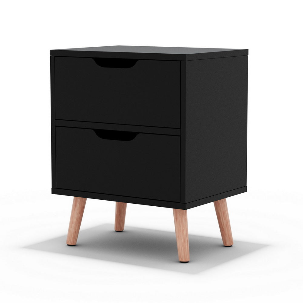 Artiss BODEN Bedside Table with 2 Drawers — Natural and Black — Allure Home Collections