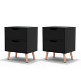 Artiss 2 x Bedside Table 2 Drawers - BODEN Black
