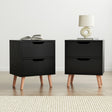 Vidigueira black bedside tables pair with drawer storage beside a bed