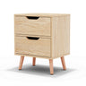Artiss BODEN Bedside Table with 2 Drawers — Natural and Black — Allure Home Collections