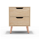 Artiss BODEN Bedside Table with 2 Drawers — Natural and Black — Allure Home Collections