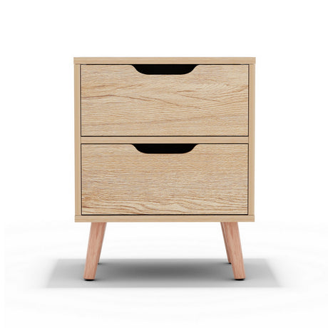 Artiss BODEN Bedside Table with 2 Drawers — Natural and Black — Allure Home Collections