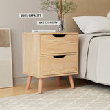 Artiss BODEN Bedside Table with 2 Drawers — Natural and Black — Allure Home Collections