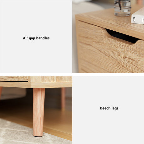Artiss BODEN Bedside Table with 2 Drawers — Natural and Black — Allure Home Collections