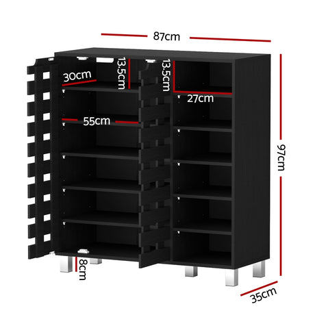 Artiss 6-Tier 24-Pair Black Shoe Rack Cabinet with Storage Shelf — Allure Home Collections