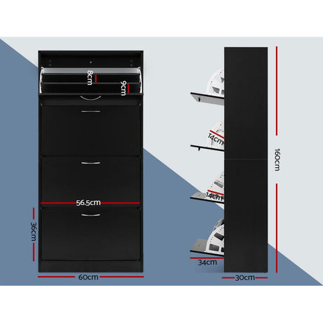 Halls Gap 60 Pair Shoe Cabinet, Black image 3
