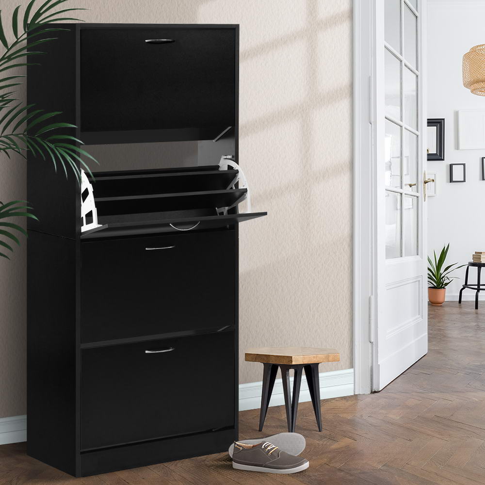 Halls Gap 60 Pair Shoe Cabinet, Black