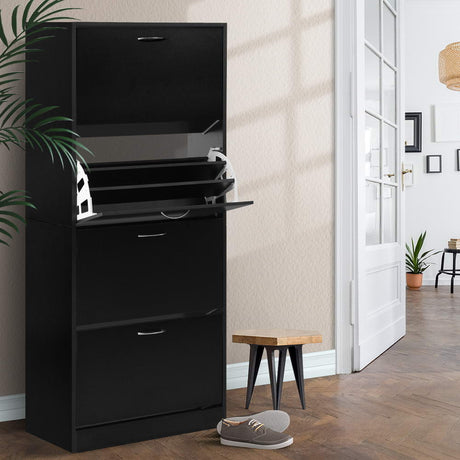 Halls Gap 60 Pair Shoe Cabinet, Black