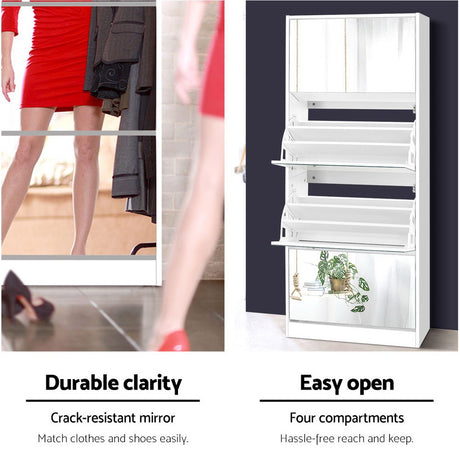 Elegant Shoe Rack with Full-Length Mirror