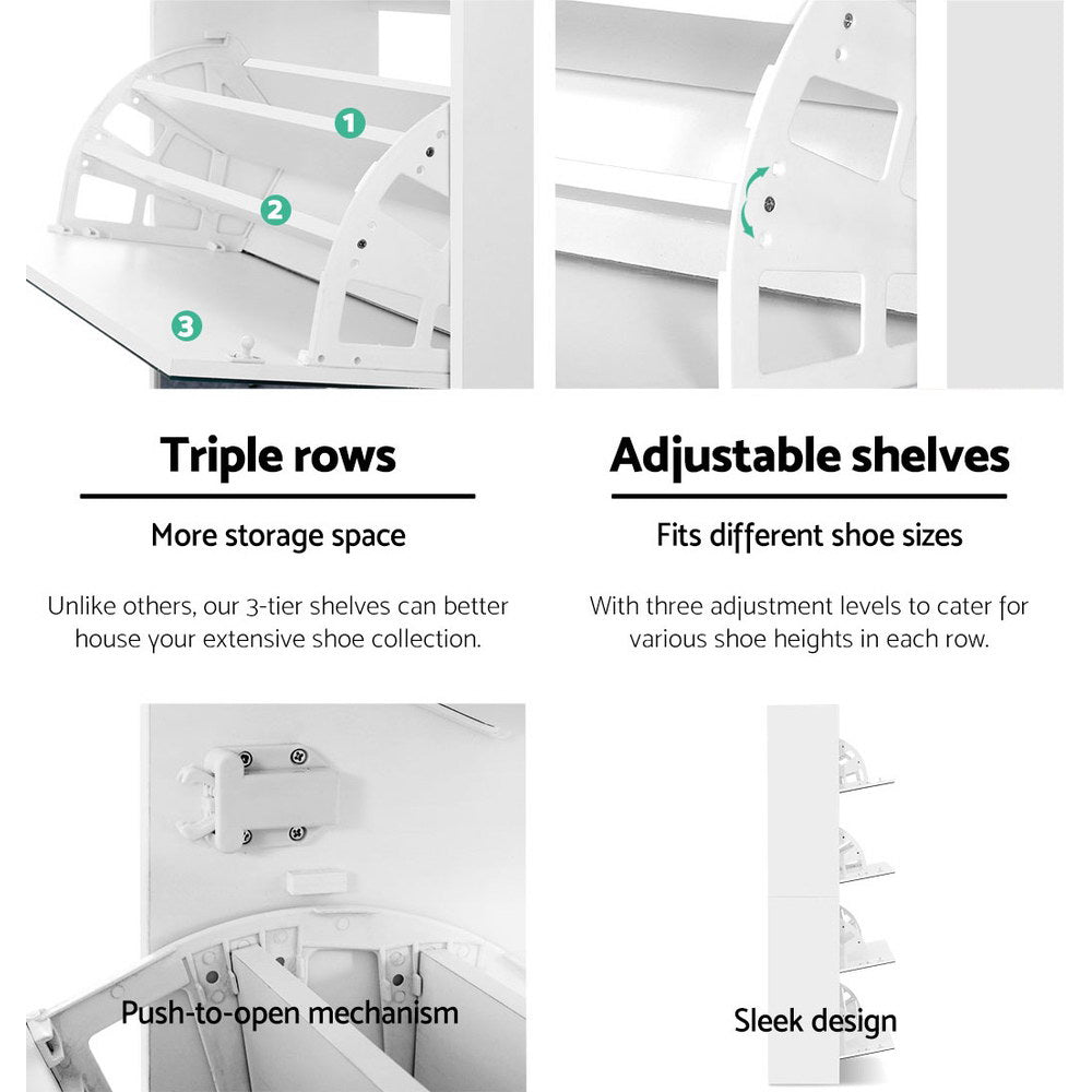 Elegant Shoe Rack with Full-Length Mirror