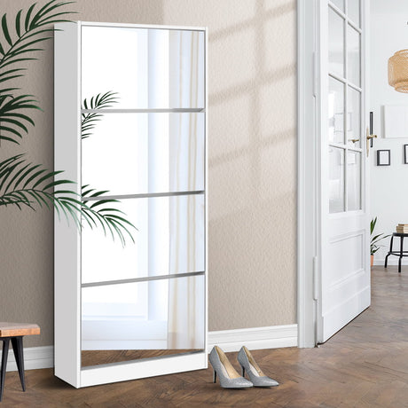Elegant Shoe Rack with Full-Length Mirror