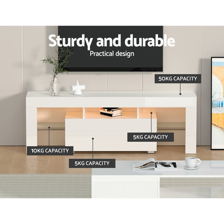 Artiss Elo LED Entertainment Unit — Black or White, Low-Profile Media Console — Allure Home Collections