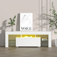 Blackmans Bay white 130cm LED entertainment unit with RGB lighting in a modern living room