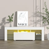 Blackmans Bay white 130cm LED entertainment unit with RGB lighting in a modern living room