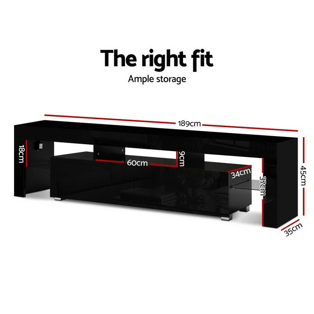 Artiss Bobi 189cm LED Entertainment Unit with Shelves — Black or White — Allure Home Collections