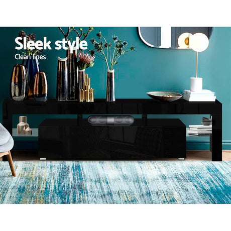 Artiss Bobi 189cm LED Entertainment Unit with Shelves — Black or White — Allure Home Collections