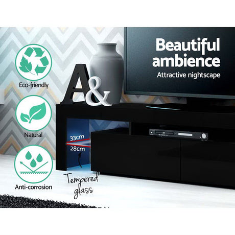 Artiss Bobi 189cm LED Entertainment Unit with Shelves — Black or White — Allure Home Collections