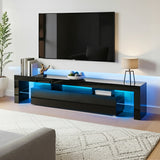 Blackmans Bay black 189cm LED entertainment unit with RGB lighting in a modern living room