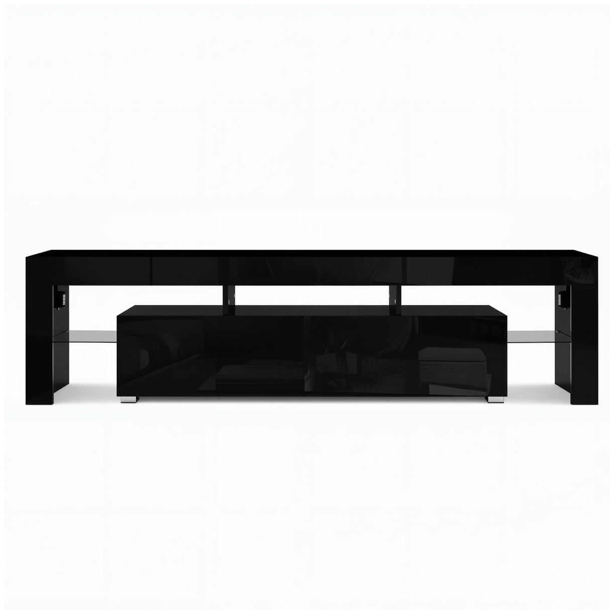 Blackmans Bay black 189cm LED entertainment unit with RGB lighting in a modern living room