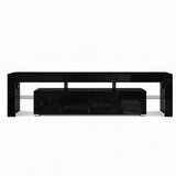 Blackmans Bay black 189cm LED entertainment unit with RGB lighting in a modern living room