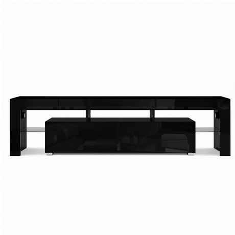 Blackmans Bay black 189cm LED entertainment unit with RGB lighting in a modern living room