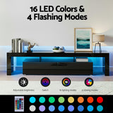 Blackmans Bay black 189cm LED entertainment unit with RGB lighting in a modern living room
