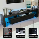 Blackmans Bay black 189cm LED entertainment unit with RGB lighting in a modern living room