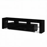 Blackmans Bay black 189cm LED entertainment unit with RGB lighting in a modern living room