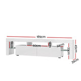 Blackmans Bay white 189cm LED entertainment unit with RGB lighting in a modern living room