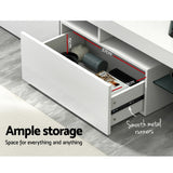 Blackmans Bay white 189cm LED entertainment unit with RGB lighting in a modern living room