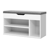 Artiss ALLEN White Shoe Rack Bench Cabinet — Eco-Friendly, Fabric Bench Seat — Allure Home Collections