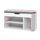 Artiss ALLEN White Shoe Rack Bench Cabinet — Eco-Friendly, Fabric Bench Seat — Allure Home Collections