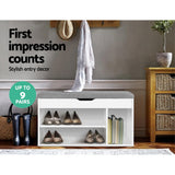 Artiss ALLEN White Shoe Rack Bench Cabinet — Eco-Friendly, Fabric Bench Seat — Allure Home Collections