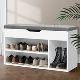 Artiss ALLEN White Shoe Rack Bench Cabinet — Eco-Friendly, Fabric Bench Seat — Allure Home Collections