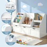 Brunner Kids Bookshelf Storage Bench with Drawers, White