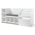 Kaniere 170cm white kids toy storage unit with reading bench and cubbies