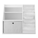 Hauroko Kids Bookshelf, Wooden Toy Storage, White Drawer
