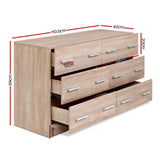 Artiss VEDA 6-Drawer Lowboy in Pine — Allure Home Collections