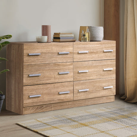 Artiss VEDA 6-Drawer Lowboy in Pine — Allure Home Collections