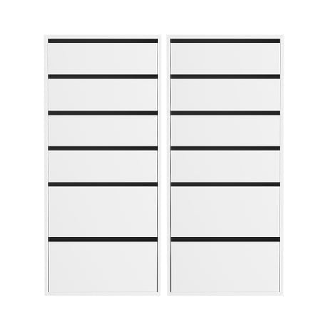 Joadja 6 Drawer Tallboy, White 2pcs