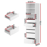 Artiss 6-Drawer Tallboy Cabinet in White — Modern Storage — Allure Home Collections