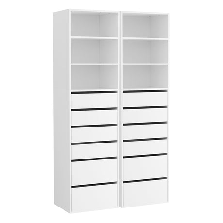 High Range 6 Drawer Tallboy, White 2pcs