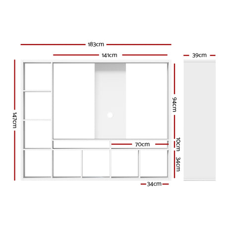 Artiss Brian 183cm White Entertainment Centre with Open Shelves — Allure Home Collections