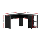 Artiss Ronald 136cm Black L-Shape Computer Desk with Shelf — Allure Home Collections