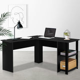 Artiss Ronald 136cm Black L-Shape Computer Desk with Shelf — Allure Home Collections