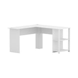 Artiss L-Shape White Computer Desk Shelf