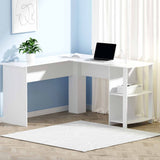 Artiss L-Shape White Computer Desk Shelf